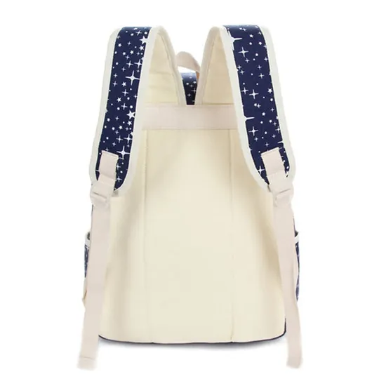 3PCS Casual Star Print Canvas Top Name Brand Kids School Bag Set