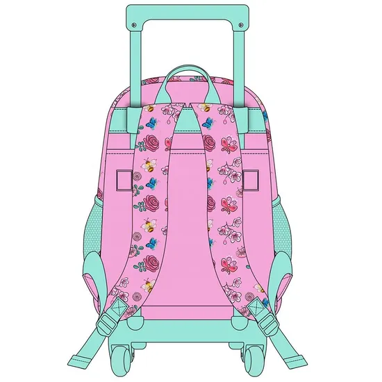 Wholesale Cartoon Cat Design Trolley School Bags with 3 Pieces Set 17 Inch School Trolley Backpack