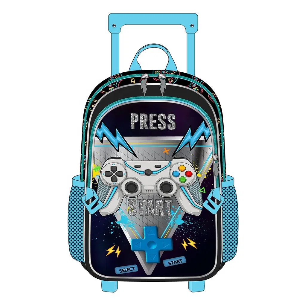Student Two Wheel Rolling Schoolbag Mochilas Escolares Con Rueda Trolley School Backpack Bag for Kids