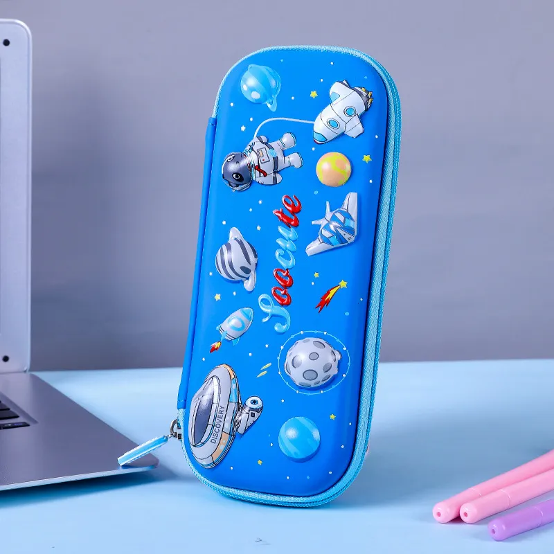 3D Embossed Pencil Case for Kids Pen Pouch for Kids Zipper Closure Crayon Organizer Box