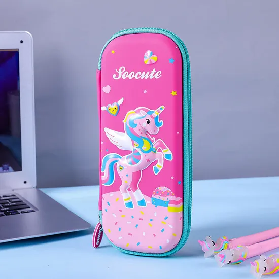 3D Embossed Pencil Case for Kids Pen Pouch for Kids Zipper Closure Crayon Organizer Box