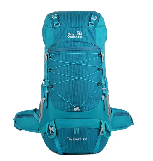 New Factory Outdoor Mountaineering Bag 50L High Capacity Nylon Travel Camping Backpack