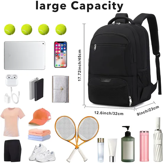 Factory Wholesale Training Tennis Backpacks with Insulate Shoe Bags Badminton Racket Bag
