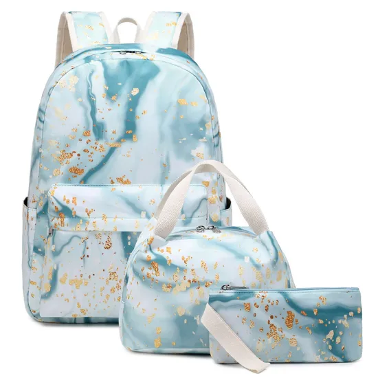 New Colorful Backpack for Primary and Secondary School Students Printed Schoolbag Women′s Three Piece Set