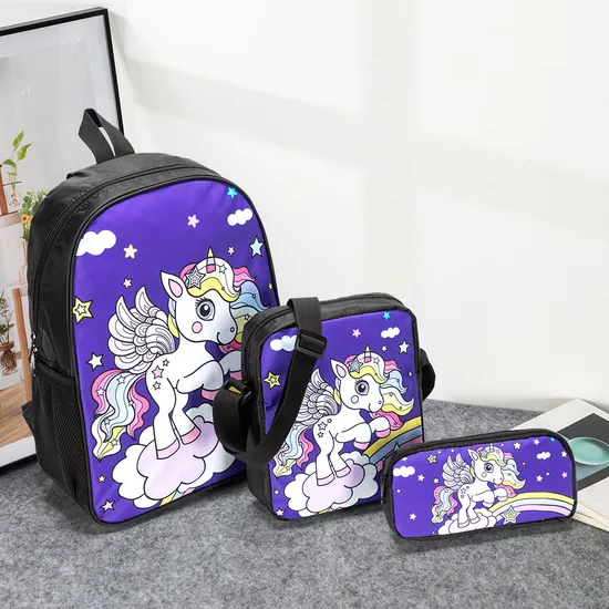 2024 New Student School Bag 3-Piece Set Primary School Anime Backpack Cartoon Backpack