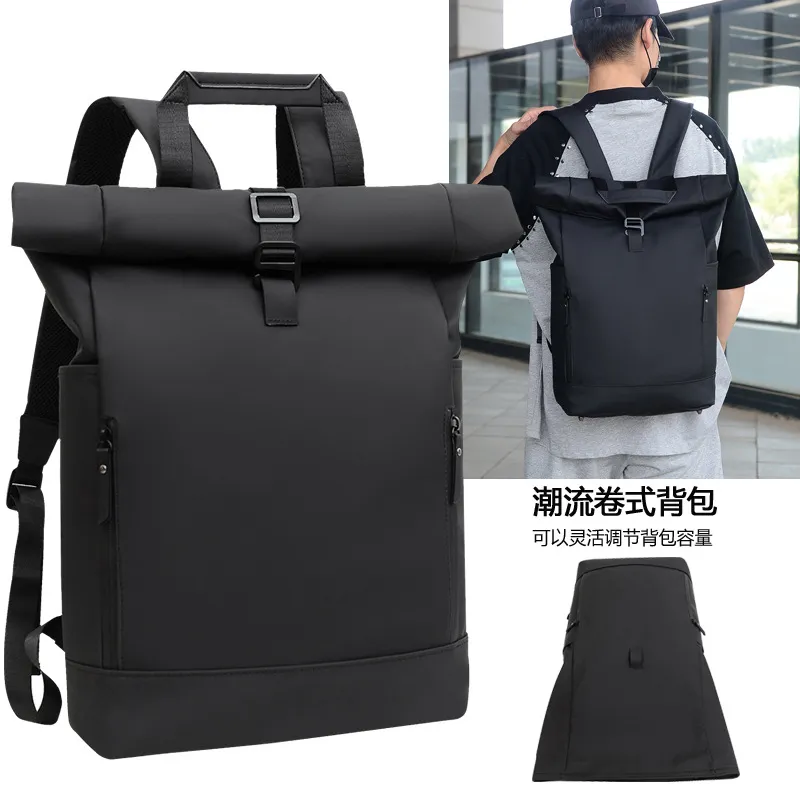 Men Large Capacity Outdoor Roll Top Leisure Travel Backpack