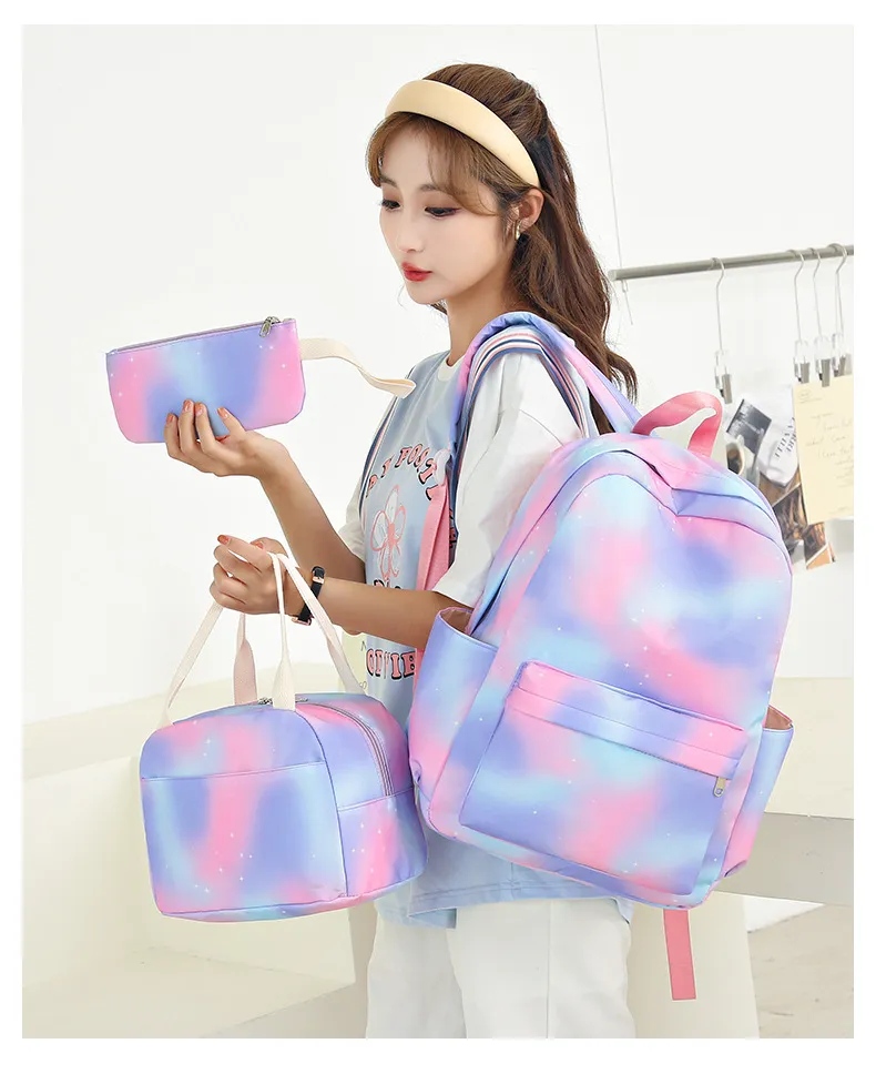New Light Backpack for Female Students 3-Piece Set for Elementary School Backpacks
