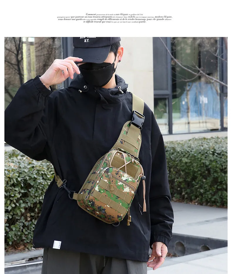Casual Camouflage Oxford Cloth Large Capacity Mens Mountaineering Chest Bag Tactical Shoulder Bag