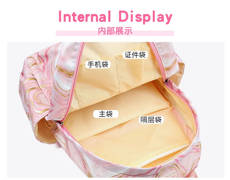 New Oxford Cloth Backpack Student Large Capacity Three Piece Set Printed Campus Backpack for Women