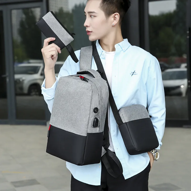 Factory Three Pieces Backpack Set Casual Business Computer Backpack