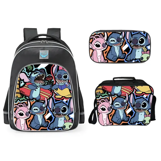 2024 Factory New Stitch Backpack Three Piece Set for Primary and Secondary School Students Backpack