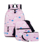 High School Female Unicorn Children′s Backpack Customized Crossbody Bag Pen Bag Three Piece Set
