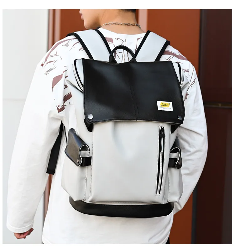 15.6-Inch Computer PU Backpack Large Capacity Splash Proof Backpack
