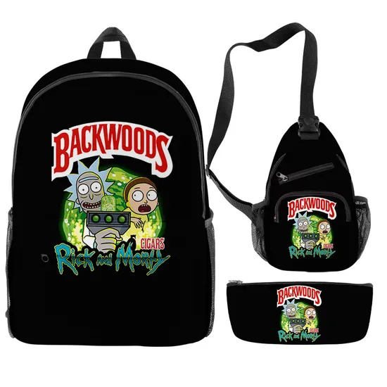 Hot Selling Backwoods Backpack 3-Piece Set Rick Modi Backpack Full Color Printed Backpack