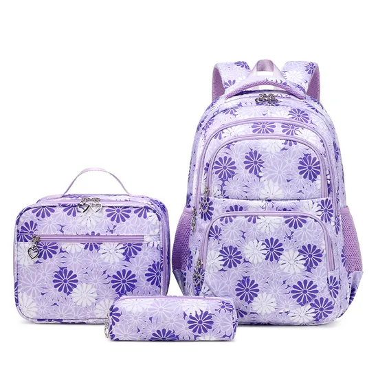 2024 New Printed High School Girls Bag Large Capacity Three Piece Backpack