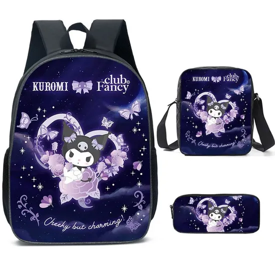 Lomi Kuromi Backpack Lunch Bag Pencil Case Three Piece Set Elementary School Backpack