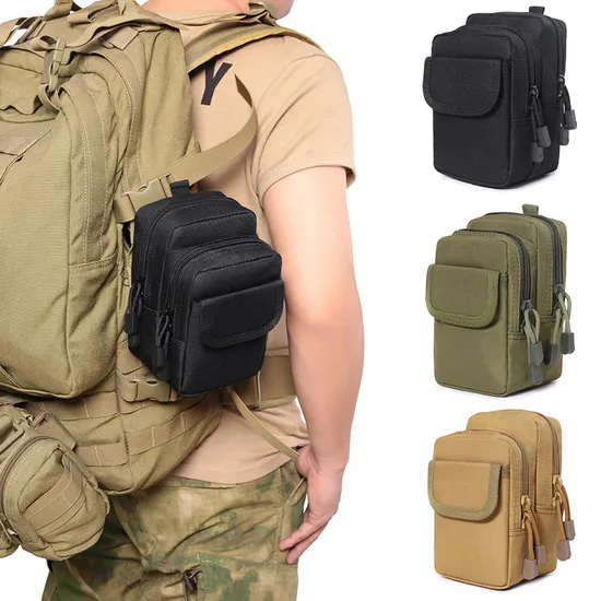 Outdoor Sports Waist Bag Wear-Resistant and Waterproof 5.6-Inch Double-Layer Mobile Phone Bag Molle Tactical Bag