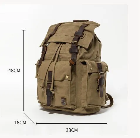 Retro Mens Canvas Backpack Leisure Universal Backpack Fashionable Large Capacity Outdoor Travel Bag