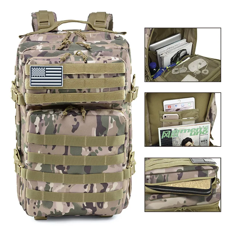 Men&prime;s Outdoor Sports 3D Bag Wilderness Camping Outdoor Mountaineering Camo Tactical Backpack