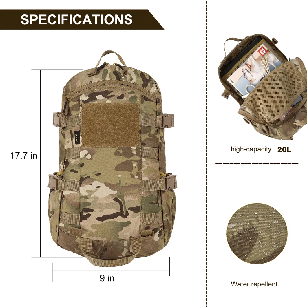 Outdoor Tactical Backpack Cricket 500d Nylon Scratch Water Splashing Portable Lightweight Tactical Bag