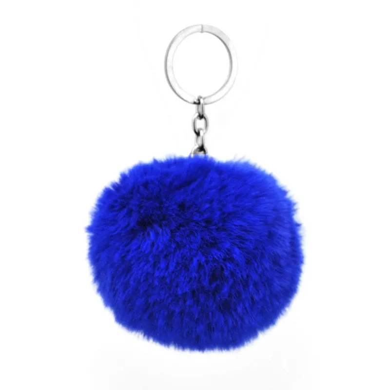 Wholesale Cute Fluffy Keychain Pompom Rabbit Fur Ball Key Chain Car Keyring Women Key Holder Bag Pendant Charm