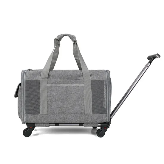 Customized Portable Viewable Window Trolley Pet Dog Cat Backpack Luggage Box Carriers with Wheels