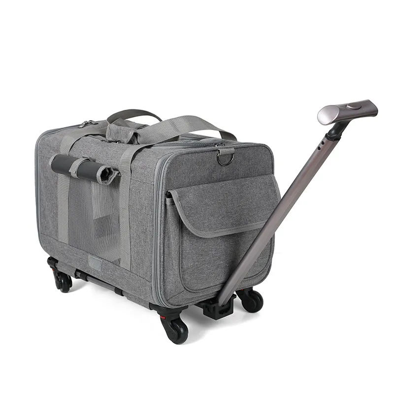 2024 Luxury Airline Approved Trolley Expandable Mesh Travel Pet Carrier Bag for Cats Dogs and Small Animals