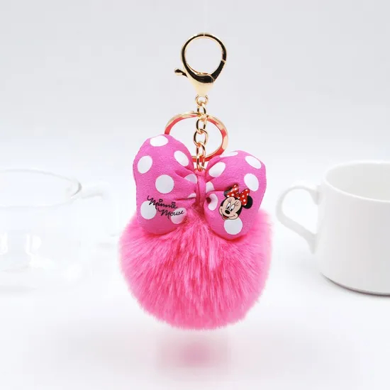 Kawaii Cute Plush Fur Ball Fluffy POM POM Cartoon Hairball Bag Keychain Pendant Car Key Ring