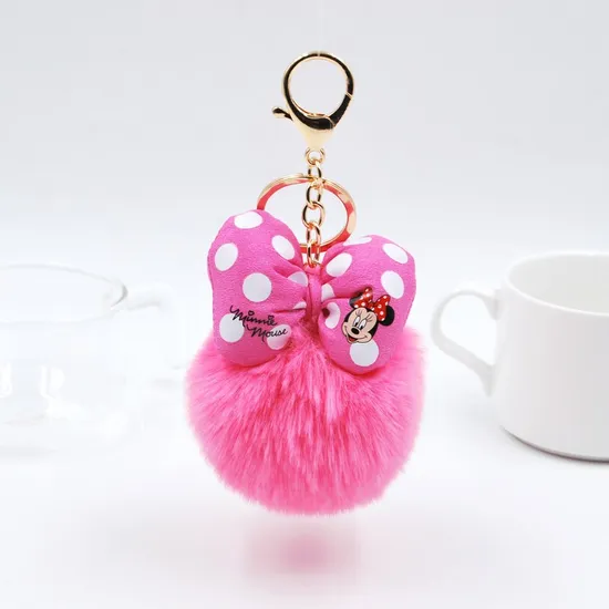 Kawaii Cute Plush Fur Ball Fluffy POM POM Cartoon Hairball Bag Keychain Pendant Car Key Ring