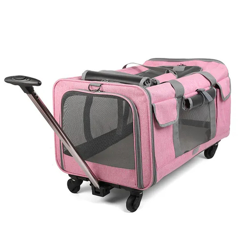 Multifunctional Pull Rod Tug Double Compartment Pet Travel Pull Rod Bag Detachable Foldable Universal Wheel Folding Cat Bag