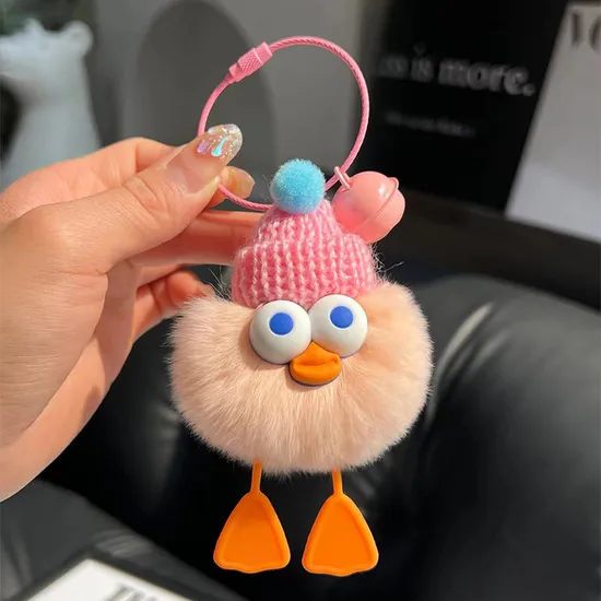 Super Cute and Soft Real Keyring Duckling Car Key Chain Pendant