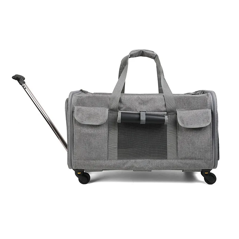 Airline Approved Wheels Pet Dog Carrier Portable Detachable Folding Pet Trolley Carrier with Wheels Pet Trolley Bag