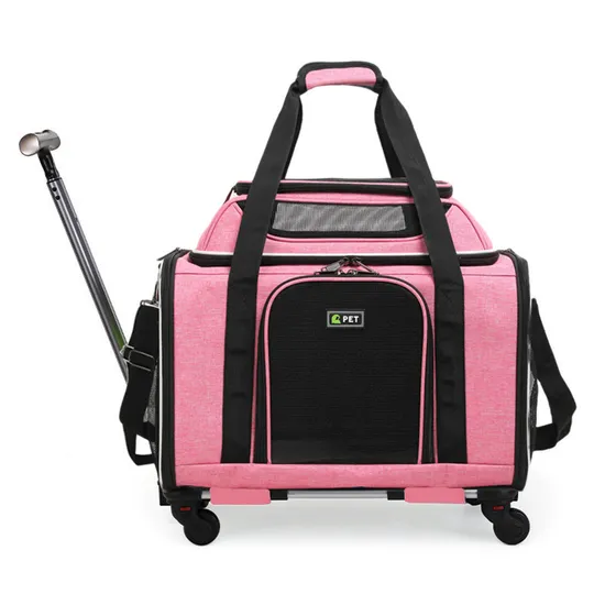 Foldable Extendable Wheeled Trolley Cat Bag Large Oxford Dog Backpack Pet Carrier