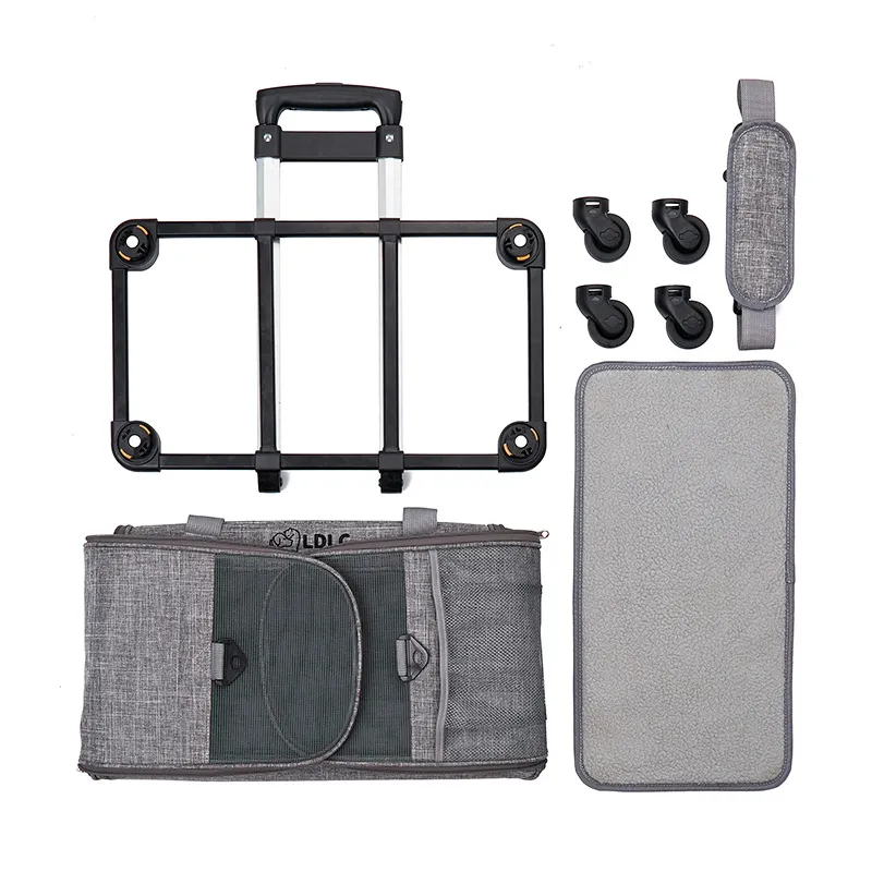 2024 Multifunctional Pet Backpack Carrier Smooth Spinning Wheels Portable Trolley Bag