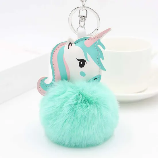 Fur Ball Horse Keychain Pompom Rabbit Fur Ball Key Chain Fluffy Car Pendant Bag Charm Gift Plush Fur Keychain