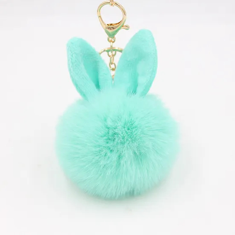 Hot Fluffy Girly POM POM Keyring with Ear Round Shaped Fur Ball Mini Plush Keychain