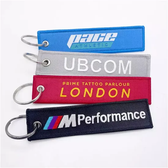 Fashion Souvenir Fabric Strap Keychain Cheap Handmade Custom Fabric Keychains with Logo