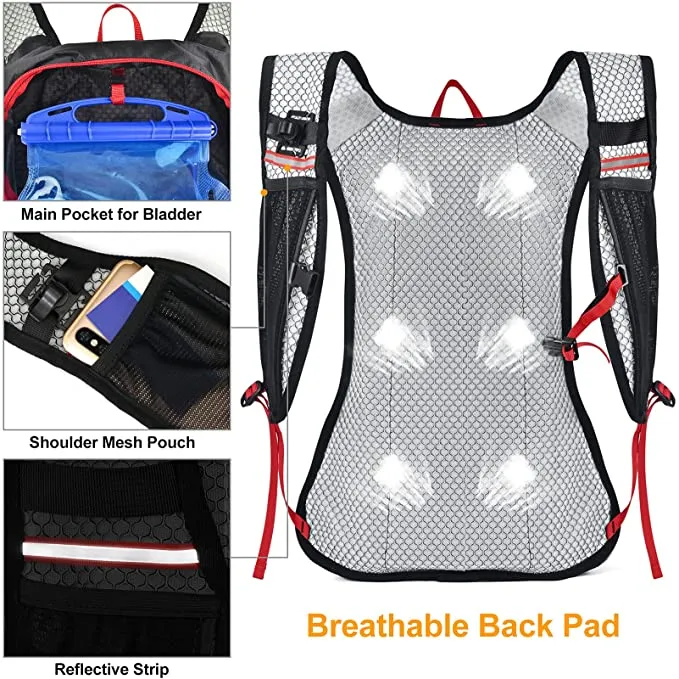 Factory Custom Outdoor Sports Hydration Pack with 2L Water Bladder Cycling Backpack Motor Driving Hiking Walking Bag