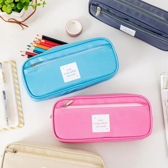 Factory Wholesale Large Capacity Pen Case Zippers Pen Bag Office Stationery Bag Pencil Case