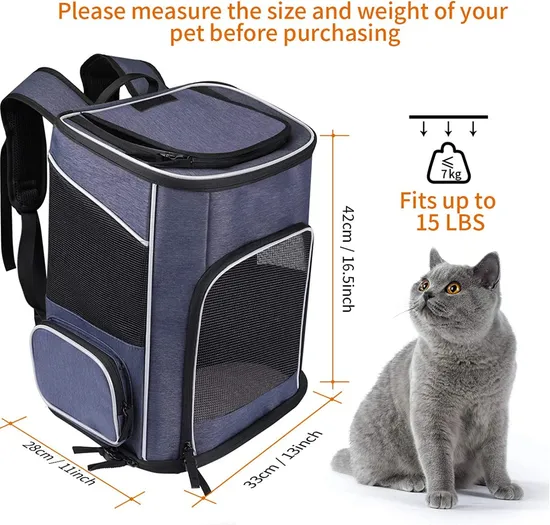 Custom Pet Carrier Strap Foldable Travel Backpack with Internal Seat Belt