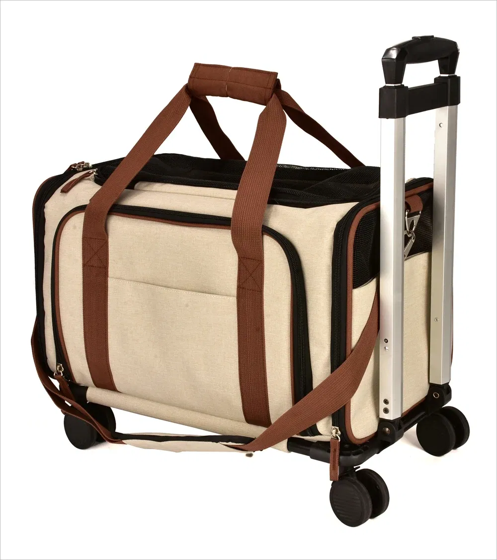 Pet Stroller with Detachable Carrier Pet Trolley Carrier with Wheels Expandable Bag