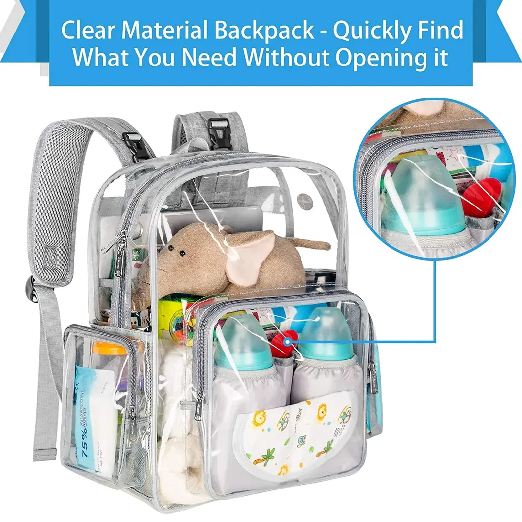 Custom Stylish Holographic School Bag Outdoor Waterproof Clear Transparent PVC Student Backpack