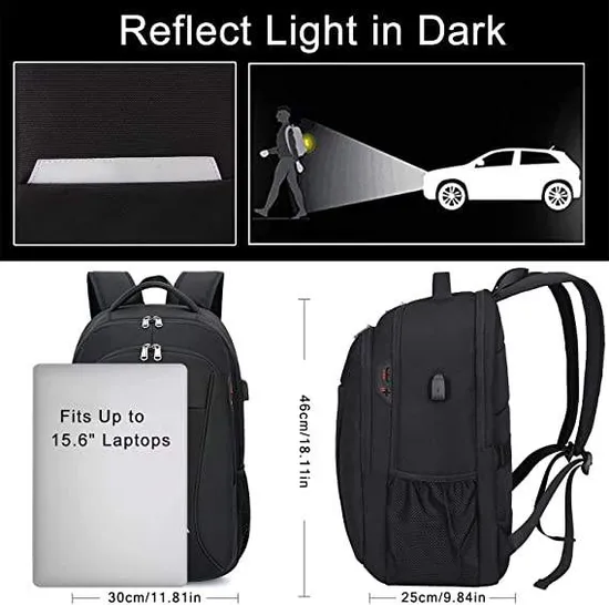 Customized Casual Travel Durable Anti Theft Laptop Backpack with USB Charging Port School Students Daypack Backpack