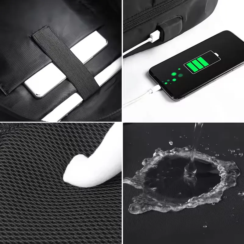 Wholesale Custom Waterproof Backpack School Bags with USB Charging Port