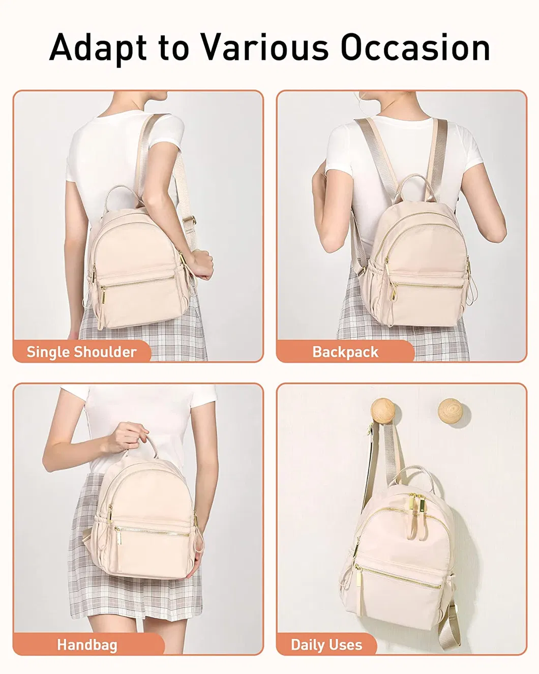 Hot Selling Fashion Women Pink Backpack Casual Backpack Mini Bag for Girls