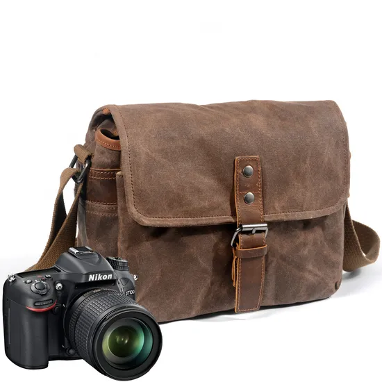 New Outdoor Photography Bag Digital SLR Professional Waterproof Oil Wax Canvas Camera Bag Micro Shoulder Bag