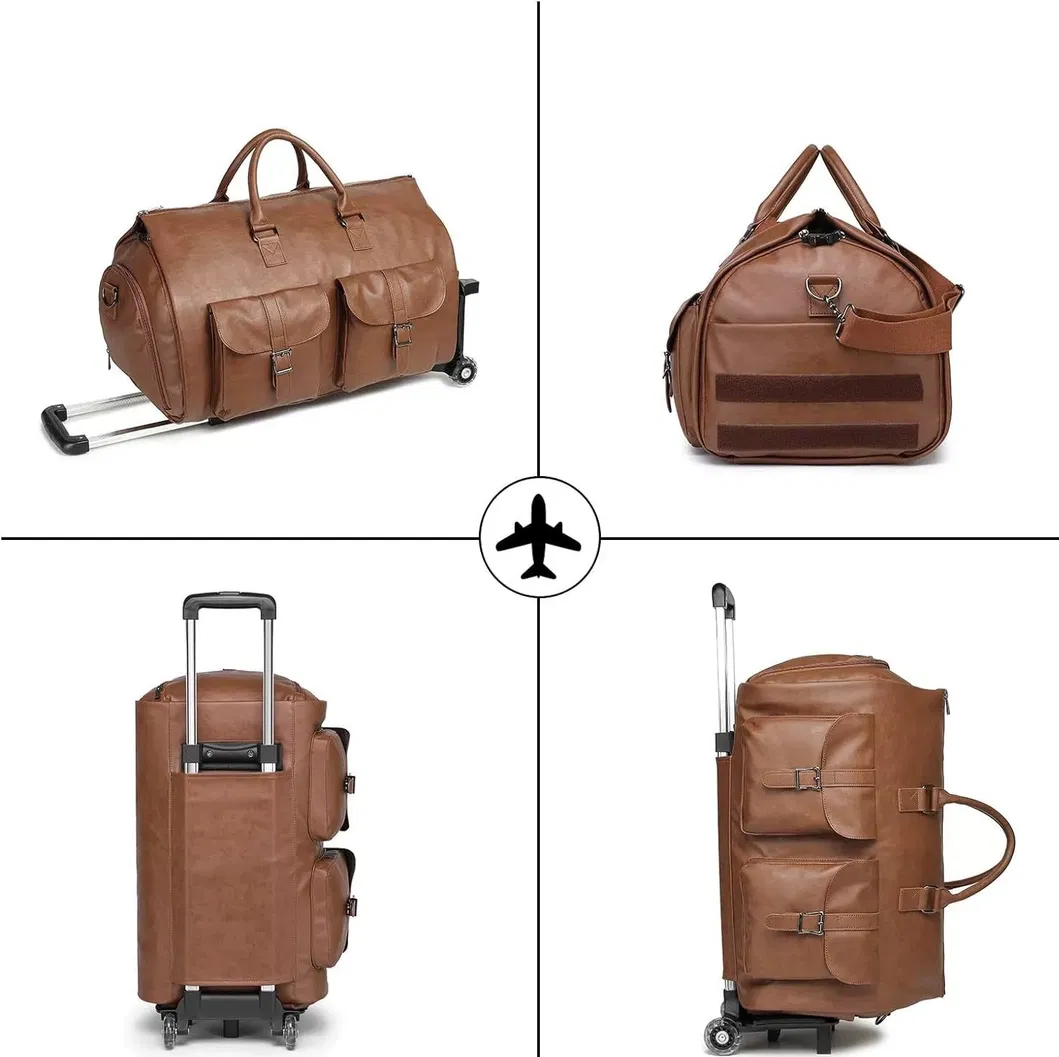 Travel Suit Bag Clothing Storage Bag with Wheels Portable Fashionable Shoe Compartment Detachable Lever Storage Bag