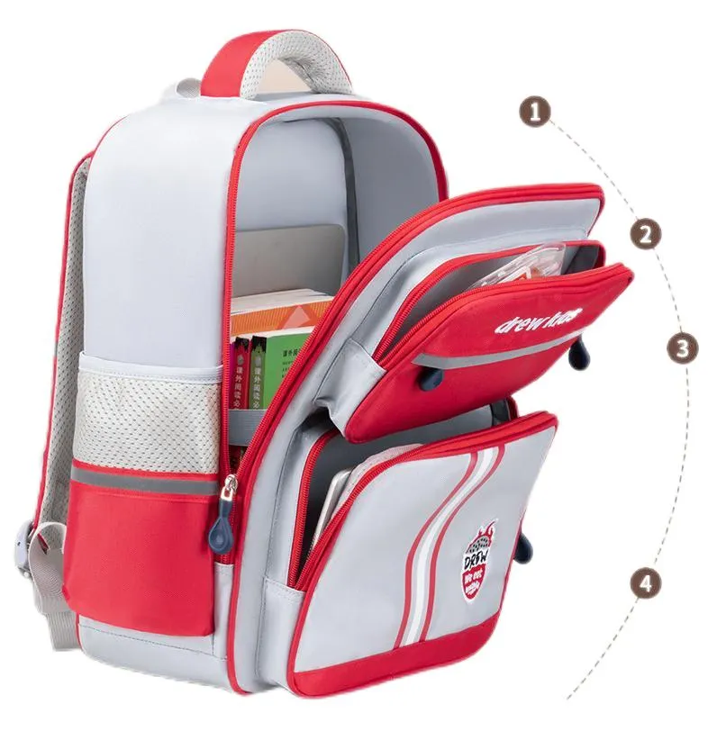 New Boys and Girls Primary School Student Backpack Embroidered to Reduce Burden and Protect Spine Backpack