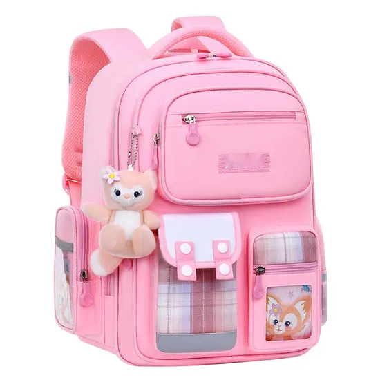 New Elementary School Backpack for Girls with Lightweight and Load Reducing Plaid Backpack F