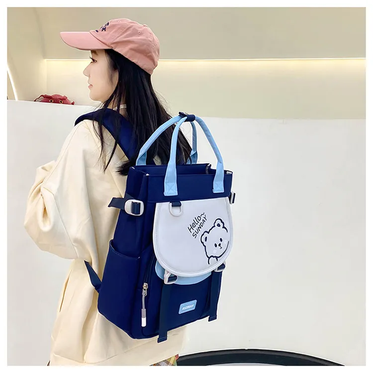 Elementary School Tutoring Bag Double Back Hand-Held Backpack Children&prime;s Learning Homework Tutoring Class Art Bag